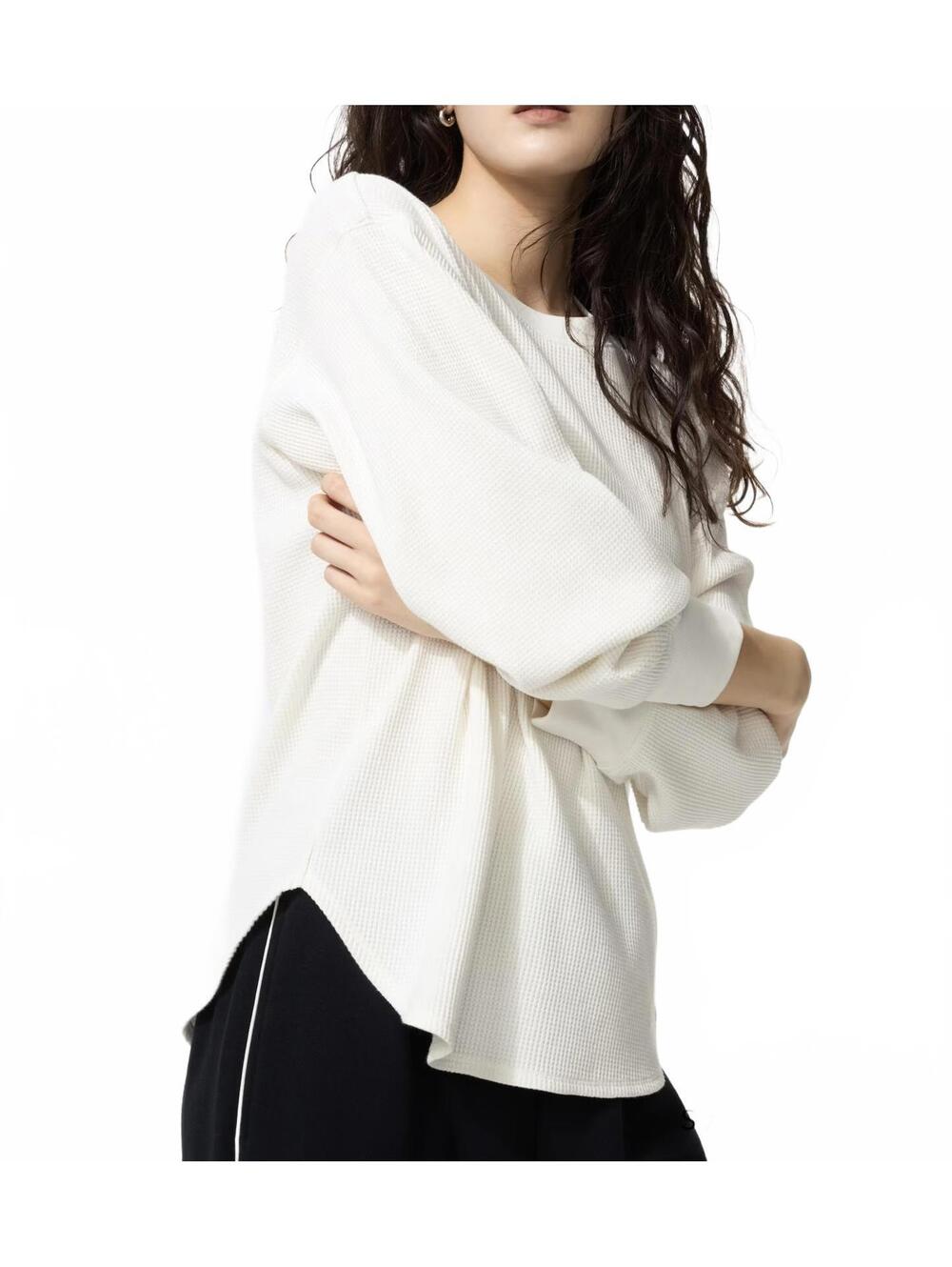 Uniqlo Waffle T-Shirt | Long-Sleeve NWT White Small
